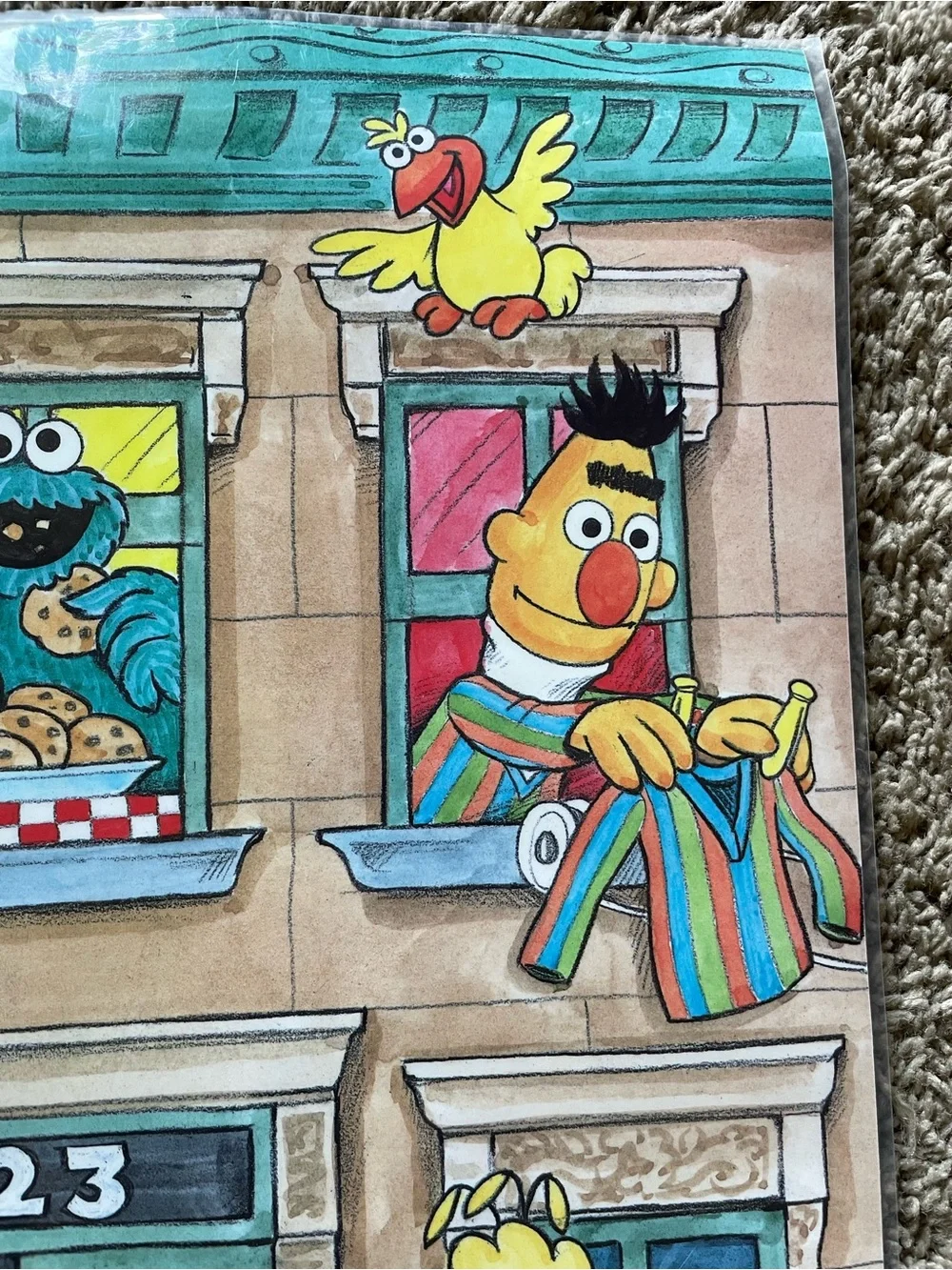 Vtg Sesame Street 70s Classroom Poster Muppets Inc Oscar Bert Ernie ADP0014 RARE